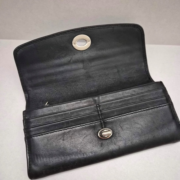Coach Vintage 90s Iconic Old Money Turn Lock Timeless Soft Black Leather Wallet - Picture 3 of 7